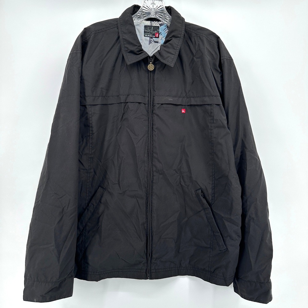 Y2K Quiksilver Mens Full Zip Jacket Windbreaker Large Graphic Print Streetwear - Picture 2 of 14